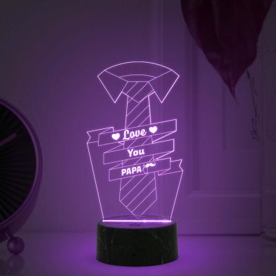 3D Illusion Love You Papa Night Lamp Automatic Color Changing Light  Birthday Gift For Papa